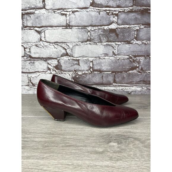 VTG Bally Maroon Leather England Pumps Dress Heels Women Sz 5M US/3UK/35EU READ - Picture 3 of 16